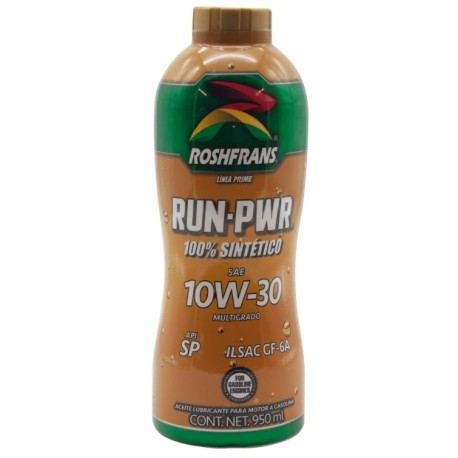ACEITE RUN-PWR SINTÉTICO API SP/ILSAC G F6A SAE 10W-30 950 ML