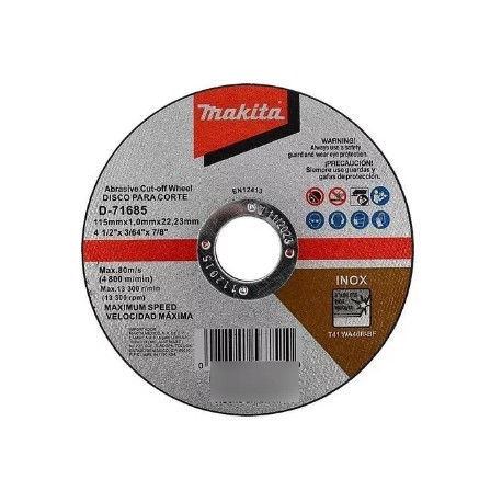 DISCO ABRASIVO PARA CORTE DE ACERO INOXIDABLE 115X1 MM (D-71685)